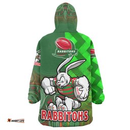 rabbitohs rugby snug hoodie custom rabbitohs pride of the league aboriginal patterns oodie blanket