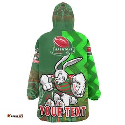rabbitohs rugby snug hoodie custom rabbitohs pride of the league aboriginal patterns oodie blanket