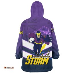 Melbourne Storm Snug Hoodie - Melbourne Storm Mascot With Australia Flag
