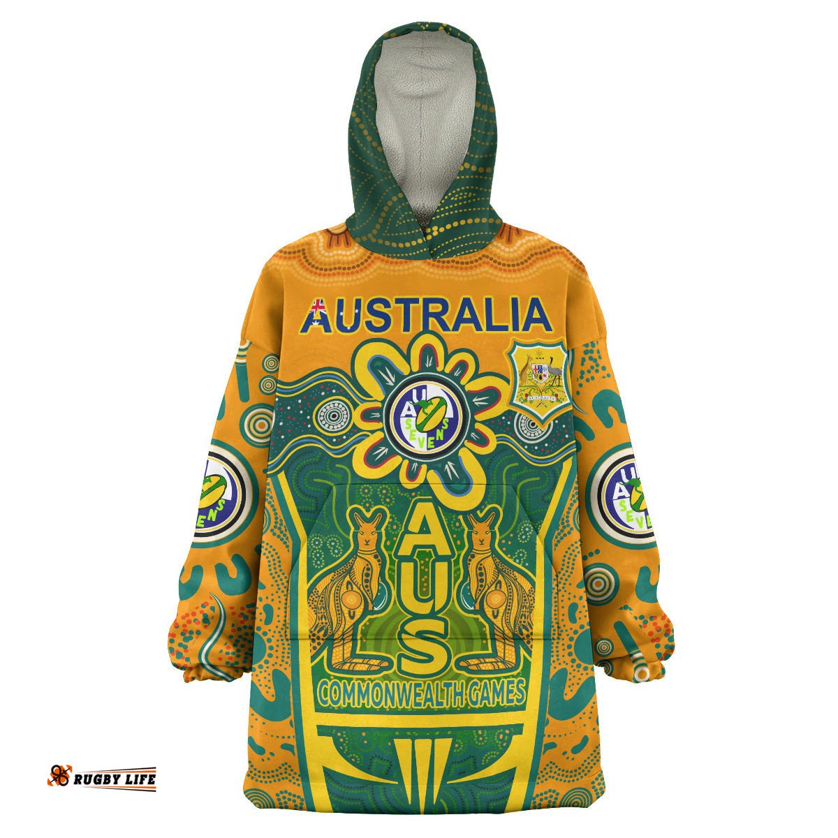 australian rugby sevens mens squad snug hoodie custom aussie 7s indigenous commonwealth games with australia coast of arm oodie blanket