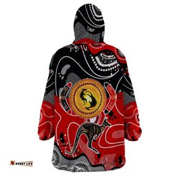 aboriginal flag style dot art and abstract kangaroo wearable blanket hoodie ts04
