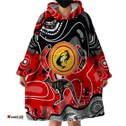 aboriginal flag style dot art and abstract kangaroo wearable blanket hoodie ts04