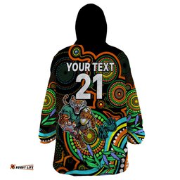 custom tigers rugby aboriginal art wearable blanket hoodie naidoc indigenous tribal
