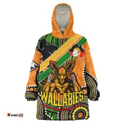 wallabies rugby snug hoodie custom australia national rugby championship with aboriginal culture player and number oodie blanket