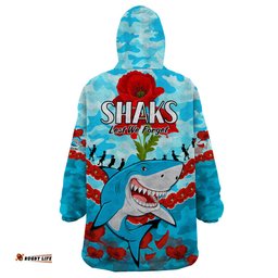 sharks rugby anzac wearable blanket hoodie lest we forget
