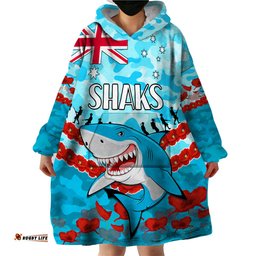 sharks rugby anzac wearable blanket hoodie lest we forget