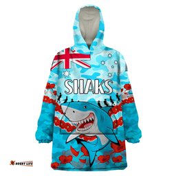 sharks rugby anzac wearable blanket hoodie lest we forget