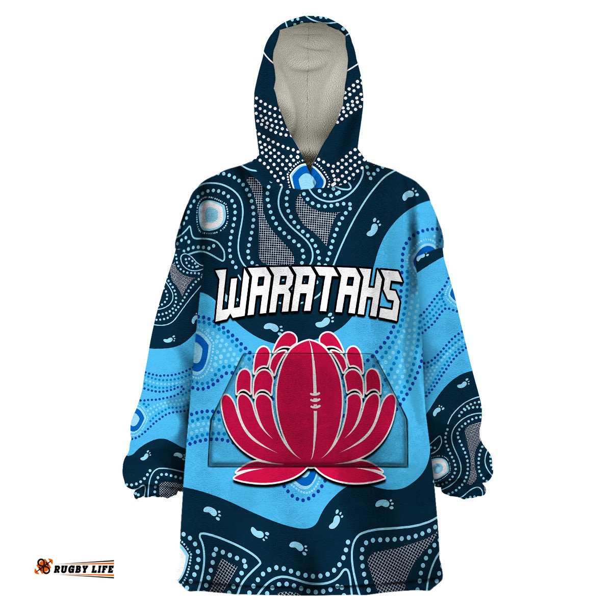 custom personalised waratahs rugby wearable blanket hoodie nsw indigenous