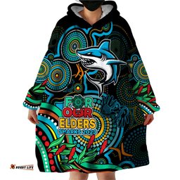 custom sharks rugby aboriginal art wearable blanket hoodie naidoc indigenous tribal