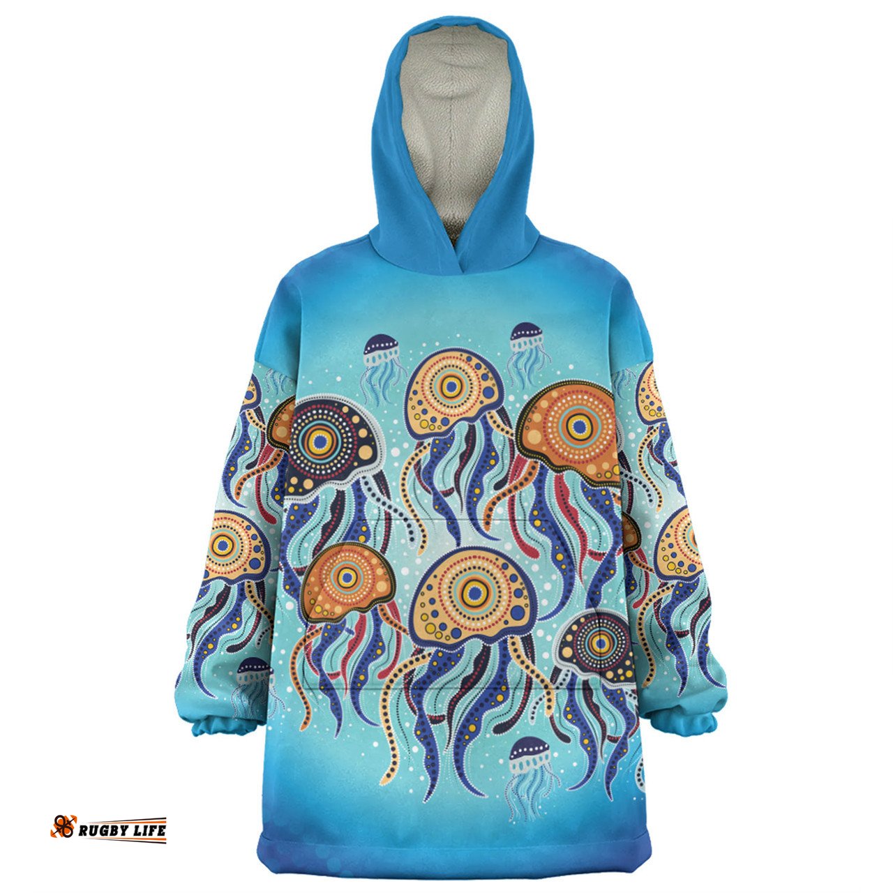Australia Dot Painting Inspired Aboriginal Snug Hoodie - Jellyfish Art In Aboriginal Dot Style Snug Hoodie