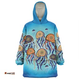 Australia Dot Painting Inspired Aboriginal Snug Hoodie - Jellyfish Art In Aboriginal Dot Style Snug Hoodie
