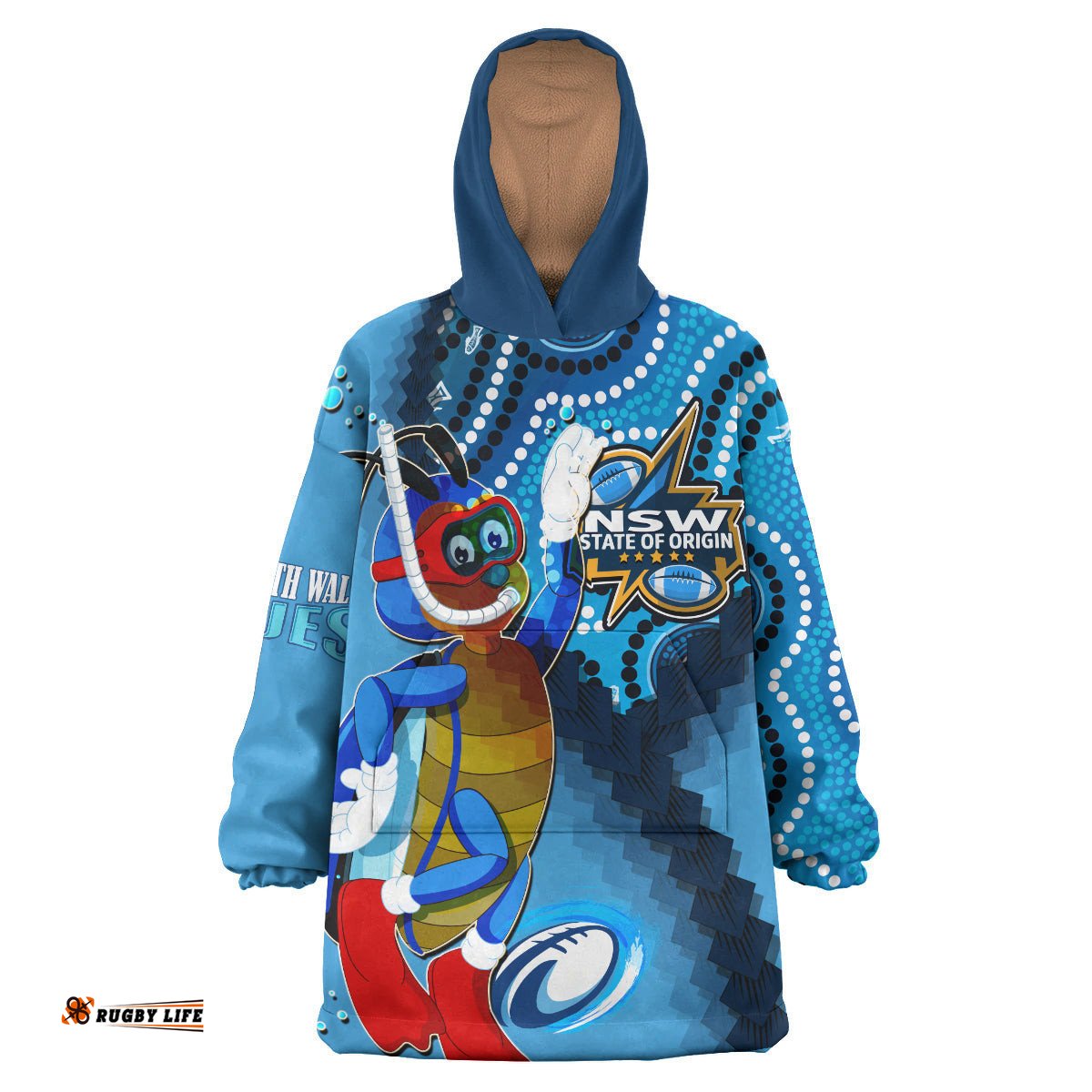 new south wales rugby league team snug hoodie custom new south wales blues dreaming cockroaches state of origin aboriginal oodie blanket