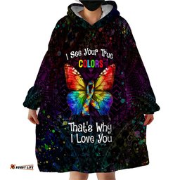 i see your true colors personalised wearable blanket hoodie autism awareness lt05