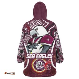 sea eagles rugby snug hoodie custom manly sea eagles mascot with aboriginal art personalised player and number oodie blanket
