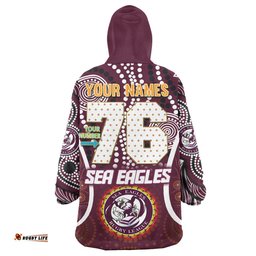 sea eagles rugby snug hoodie custom manly sea eagles mascot with aboriginal art personalised player and number oodie blanket