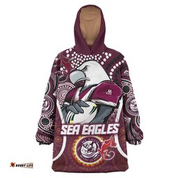 sea eagles rugby snug hoodie custom manly sea eagles mascot with aboriginal art personalised player and number oodie blanket