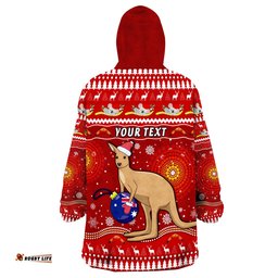 custom personalised australia christmas aboriginal kangaroo wearable blanket hoodie