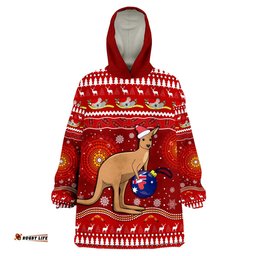 custom personalised australia christmas aboriginal kangaroo wearable blanket hoodie