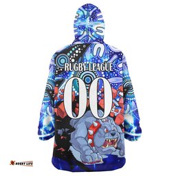 bulldogs rugby snug hoodie custom personalised angry bulldogs with aboriginal culture and dot painting player and number oodie blanket