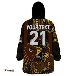 custom personalised afl hawthorn hawks 1902 aboriginal wearable blanket hoodie