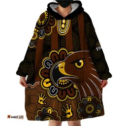 custom personalised afl hawthorn hawks 1902 aboriginal wearable blanket hoodie