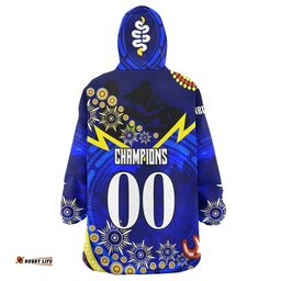 cowboys rugby snug hoodie custom cowboys bulls with aboriginal dot painting player and number oodie blanket