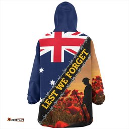 Australia Snug Hoodie Custom Anzac Day Let We Forget Barbed Wire
