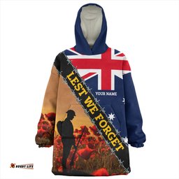 Australia Snug Hoodie Custom Anzac Day Let We Forget Barbed Wire