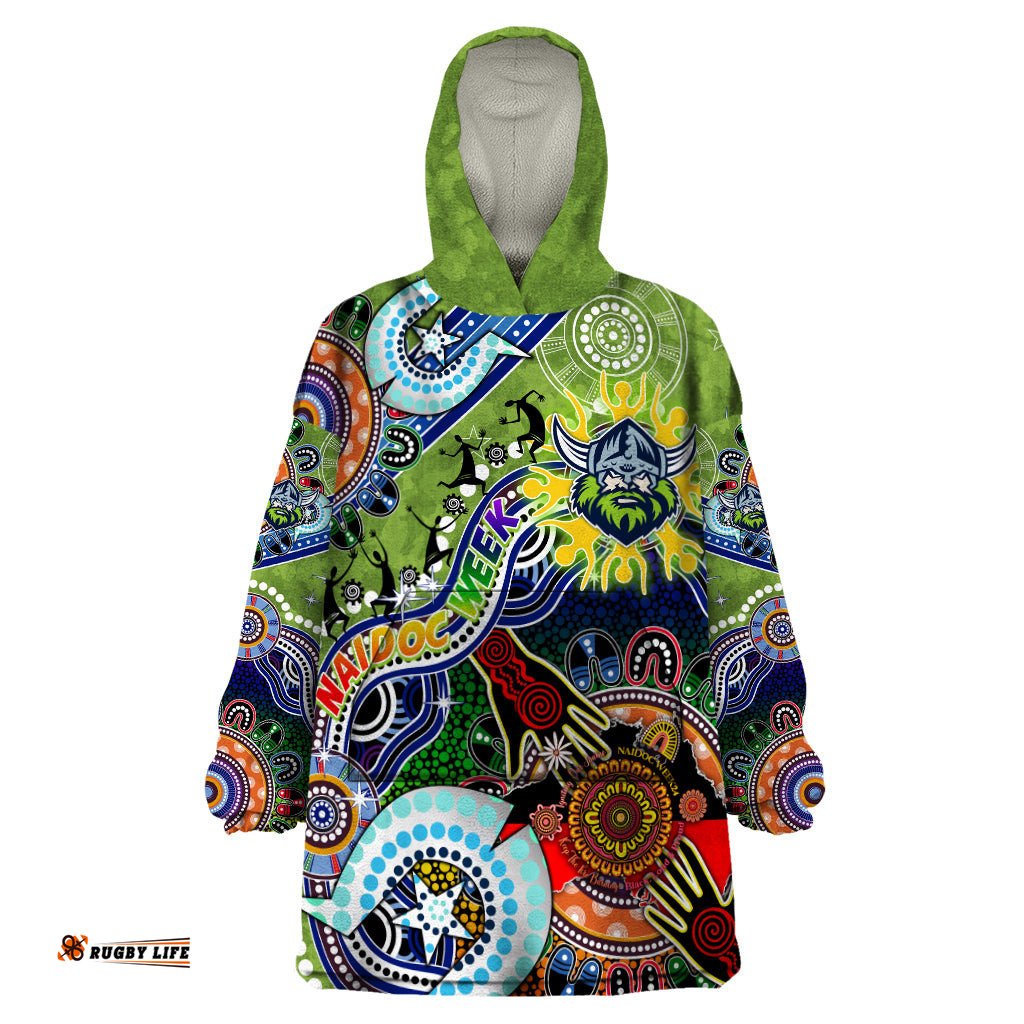 personalised raiders naidoc week 2024 wearable blanket hoodie australia aboriginal dot painting dt02