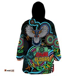 magpies football aboriginal art wearable blanket hoodie naidoc indigenous tribal