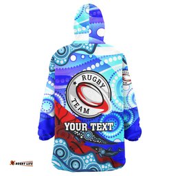 nrlw knights rugby snug hoodie custom woman knights with aboriginal dot painting style player and number woman oodie blanket