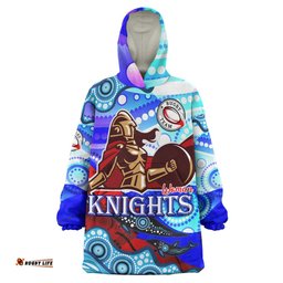 nrlw knights rugby snug hoodie custom woman knights with aboriginal dot painting style player and number woman oodie blanket