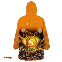 perth scorchers wearable blanket hoodie aboriginal sunshine
