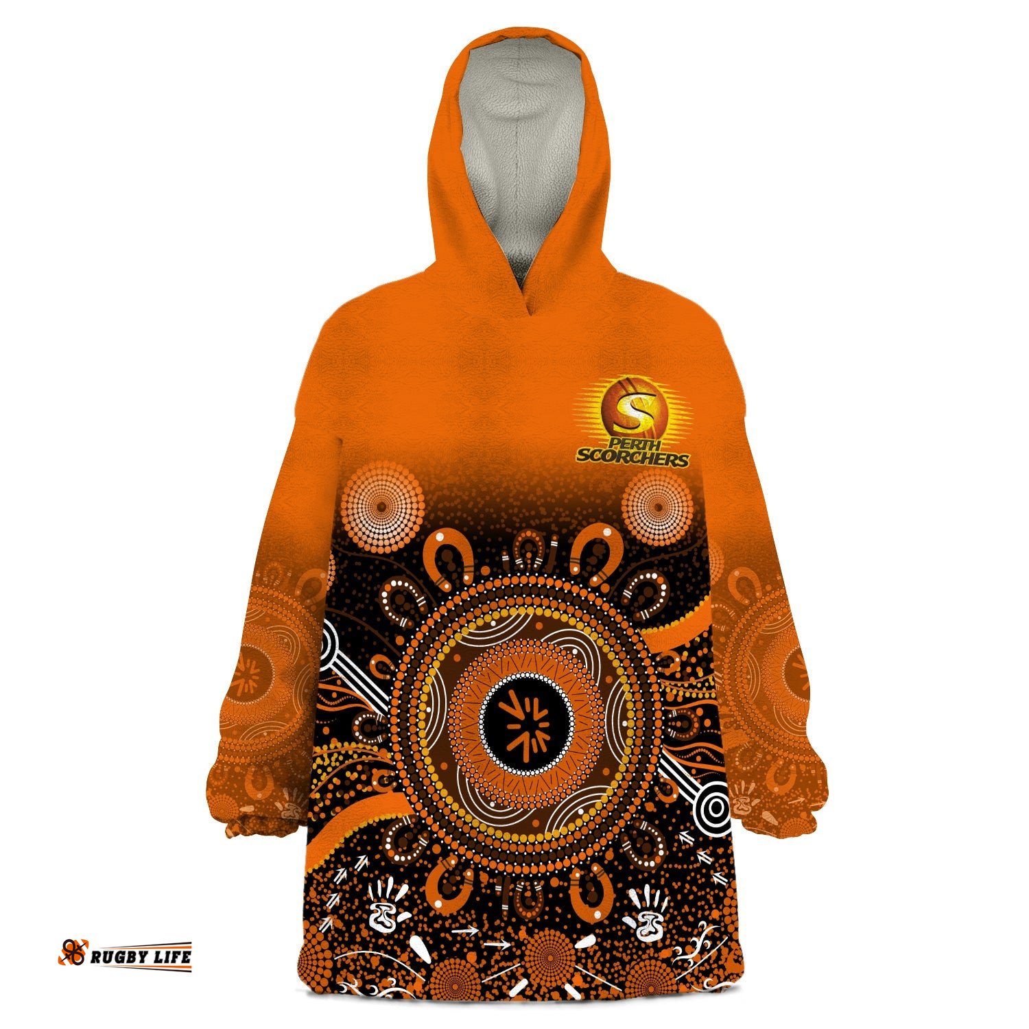 perth scorchers wearable blanket hoodie aboriginal sunshine