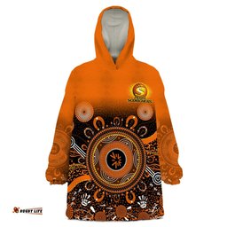 perth scorchers wearable blanket hoodie aboriginal sunshine