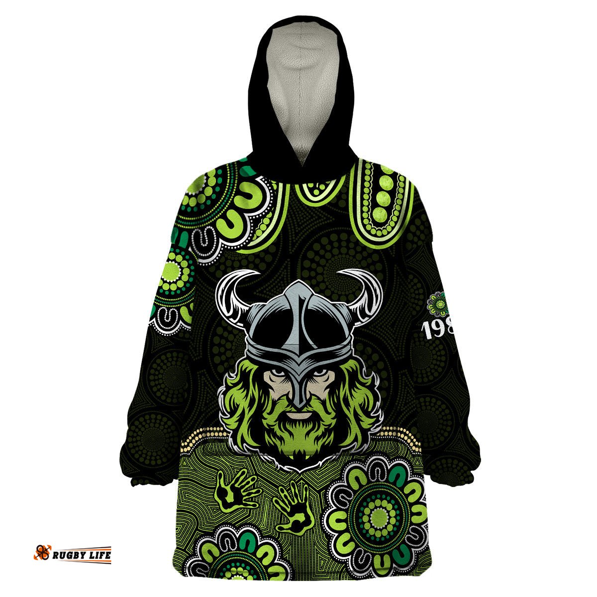 custom personalised nrl canberra raiders rugby 1981 aboriginal wearable blanket hoodie