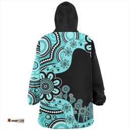 Australia Snug Hoodie Aboriginal Indigenous Dot Painting Turquoise