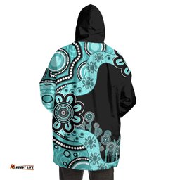 Australia Snug Hoodie Aboriginal Indigenous Dot Painting Turquoise