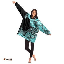 Australia Snug Hoodie Aboriginal Indigenous Dot Painting Turquoise