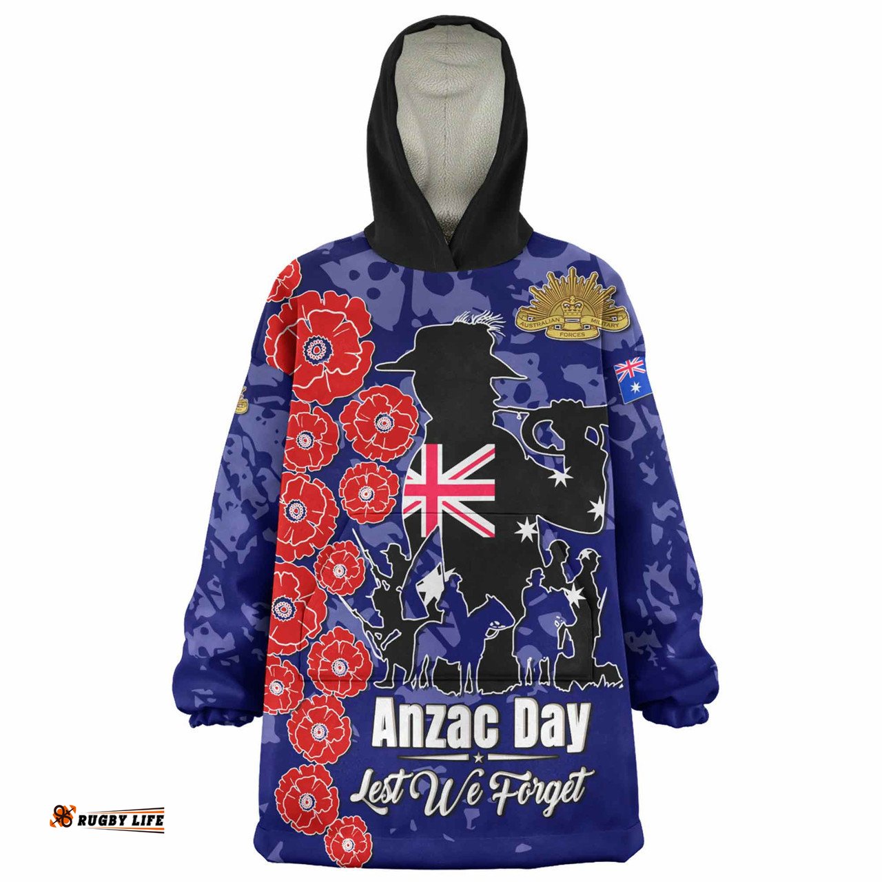 Australia Anzac Custom Snug Hoodie - Lest We Forget Blue Style Oodie