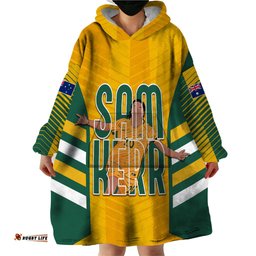 custom australia matildas wearable blanket hoodie sam kerr legend