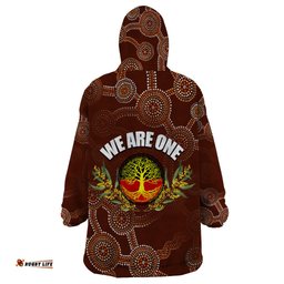we are one koori and australia wearable blanket hoodie aboriginal pattern dt02