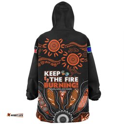 Australia Snug Hoodie Naidoc Week 2024 Indigenous Keep The Fire Burning Aboriginal Gum Leaf Painting