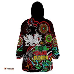 dragons rugby aboriginal art wearable blanket hoodie naidoc indigenous tribal