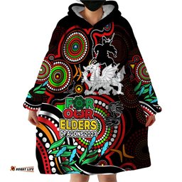 dragons rugby aboriginal art wearable blanket hoodie naidoc indigenous tribal
