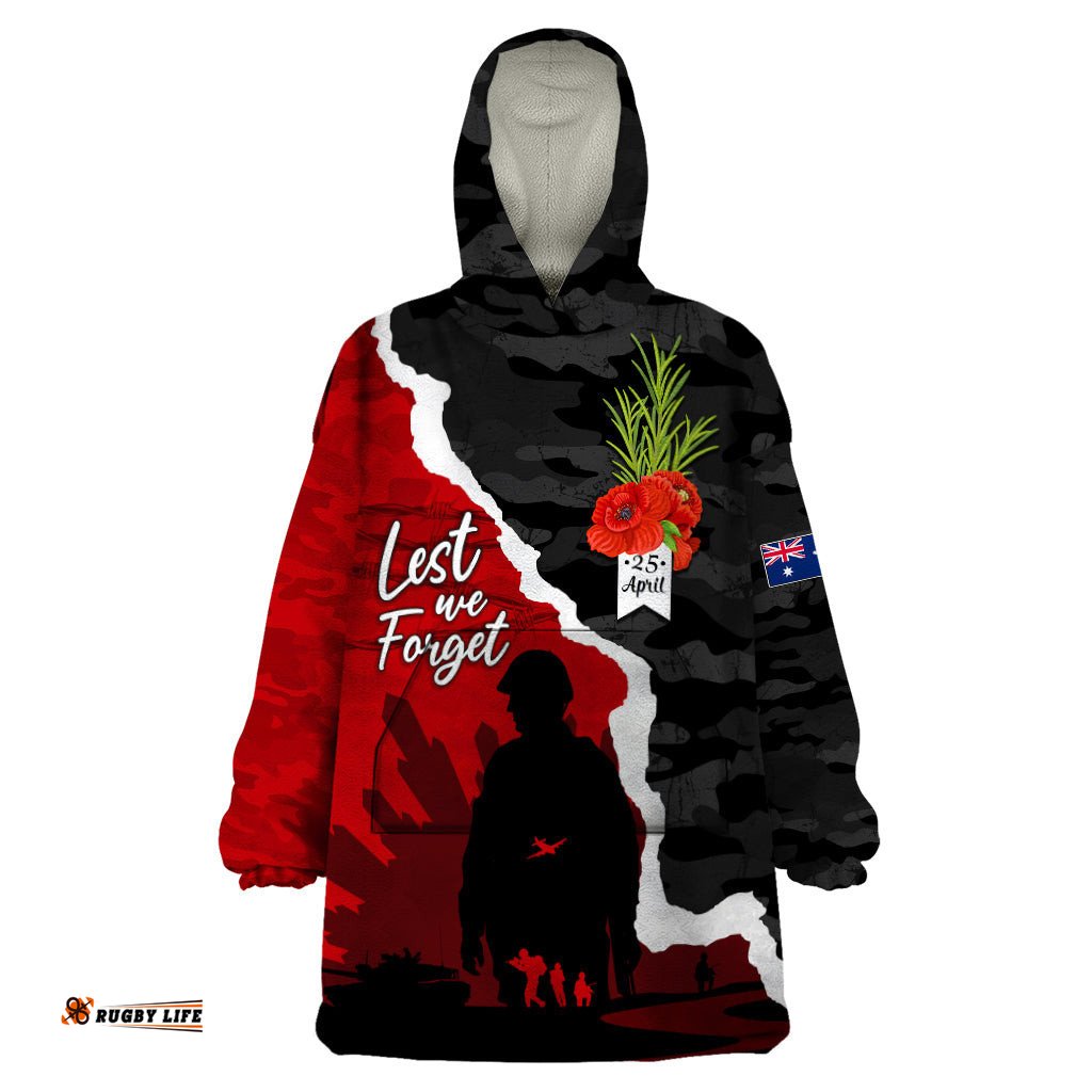 anzac day camouflage wearable blanket hoodie ode of remembrance