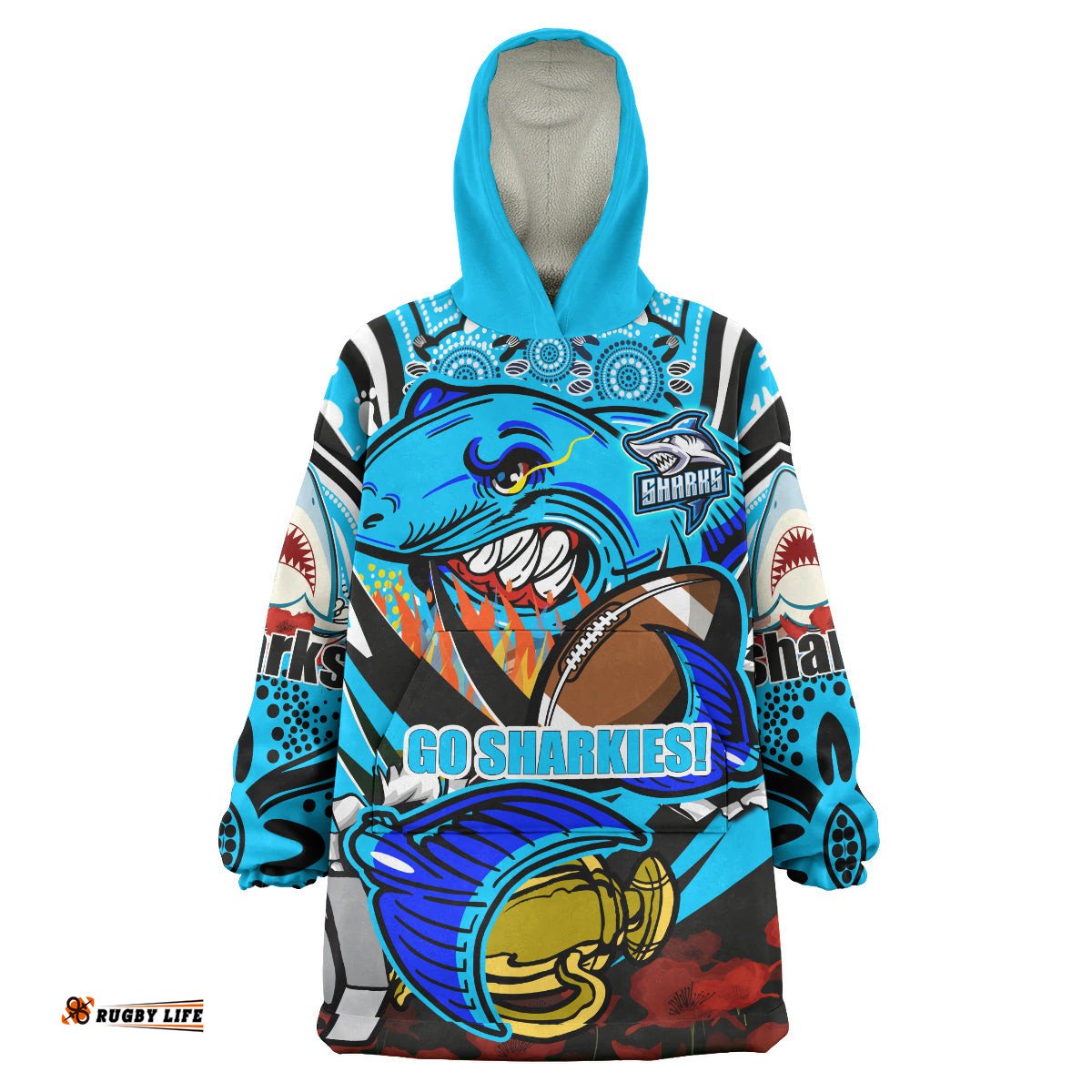 sharks premierships rugby snug hoodie custom go sharkies champion claw scratch aboriginal culture oodie blanket