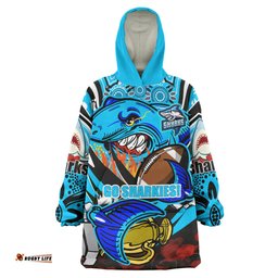 sharks premierships rugby snug hoodie custom go sharkies champion claw scratch aboriginal culture oodie blanket