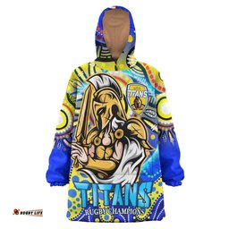 titans rugby snug hoodie custom titans rugby league with aboriginal dot painting style player and number oodie blanket