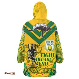kangaroos rugby snug hoodie custom kangaroos mascot stronger together oodie blanket